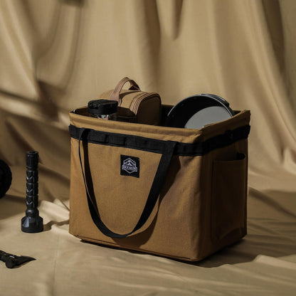 SEPWIK Camping Storage Bag Multifunctional Collapsible Tactical Bag, Car Trunk Organizer for Tool, Cookware Carry Bag, Picnic Basket for Outdoor, Travel, Hiking, Camper, RV (Khaki)