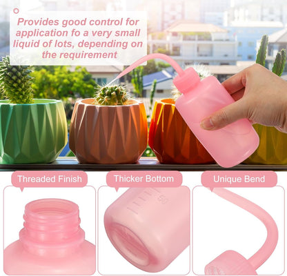 PATIKIL 150ml 5oz Succulent Eyelash Tattoo Wash Bottle, 4 Pcs Plastic Watering Squeeze Bottle Rinse Bottle for Plant Eyelash Extensions Irrigation Lab Gap Cleaning, Pink