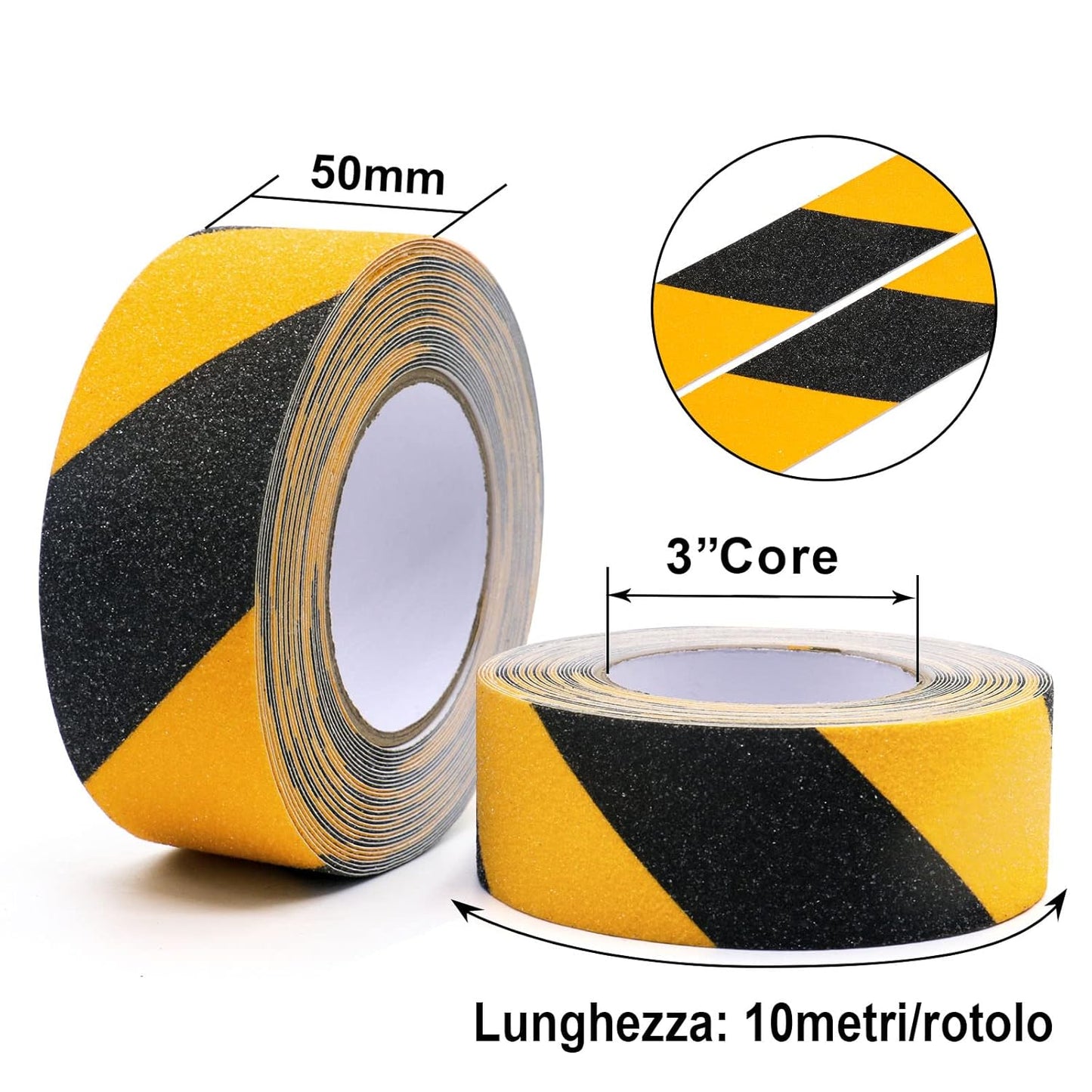 BOMEI PACK Non-slip Adhesive Tape, Non-Slip Tape, Strong Safety Adhesive Tape for Indoor and Outdoor Use, 2 Rolls Black and Yellow 50 mm × 10 m, Total 20 m