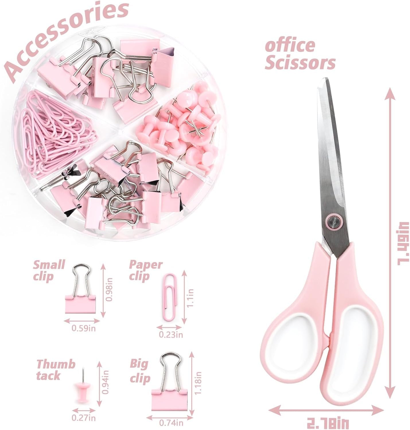 Pink Desk Accessories, UPIHO Rotating Pen Holder Set,Pink Office Supplies with Pink Stapler and Tape Dispenser Set, Gifts for Office Clerks,Student
