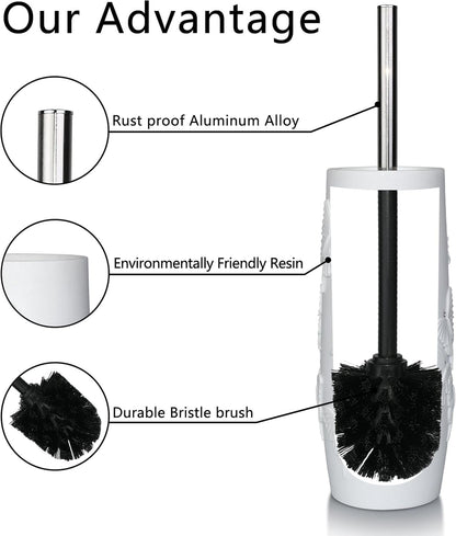 Indecor Home Matte Black Ribbed Design Resin Toilet Bowl Holder and Brush Set, Durable Bathroom Cleaning Tool with Ergonomic Handle and Efficient Bristles, Stylish and Compact Design