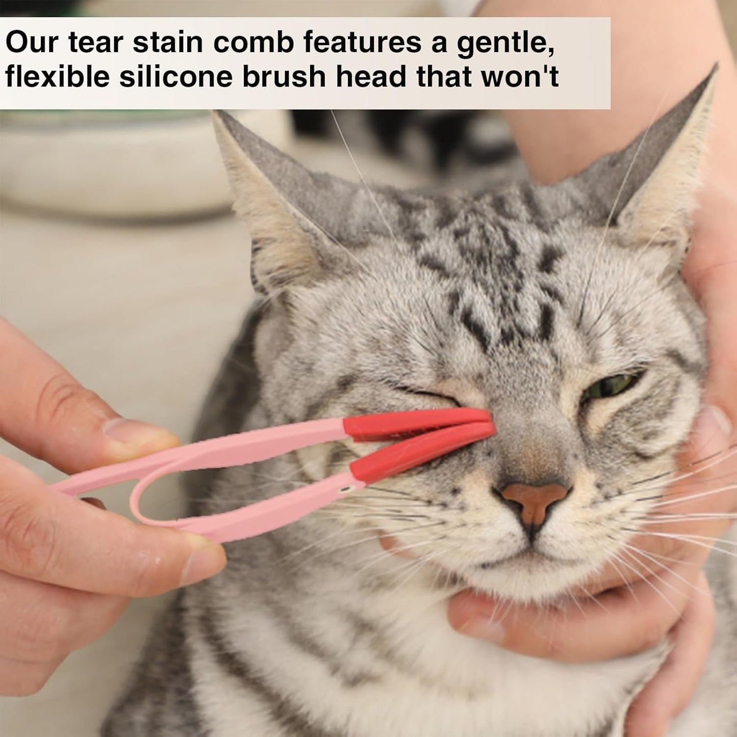 Dog Eye Comb - Silicone Brush Head Dog Face Comb with Anti-Slip Handle - Flexible Dog Comb, Multipurpose Pet Comb for Ear, Grooming, Removes Crust, Mucus, and Stains