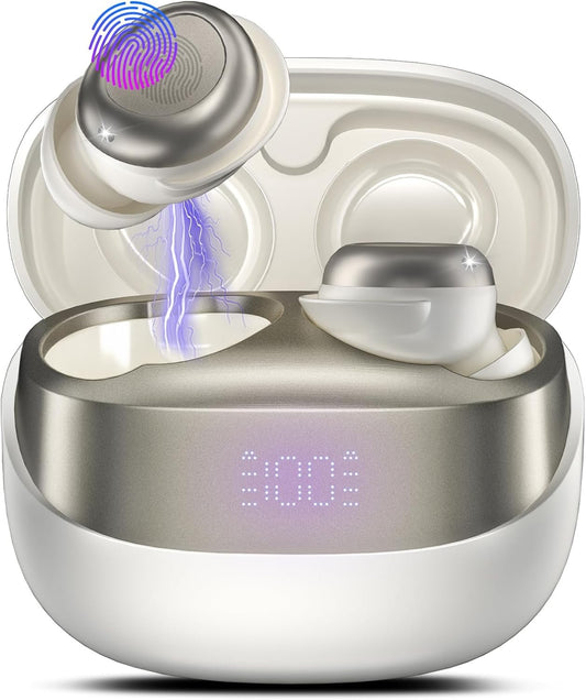 Sleep Earbuds Bluetooth 5.4 Sleep Headphones in Ear, Wireless Earbuds for Design Side Sleeper, 47H Playtime Noise Cancelling Ear Buds, Clear Calls, IPX7 Waterproof Light-Weight Earphones, Bee White