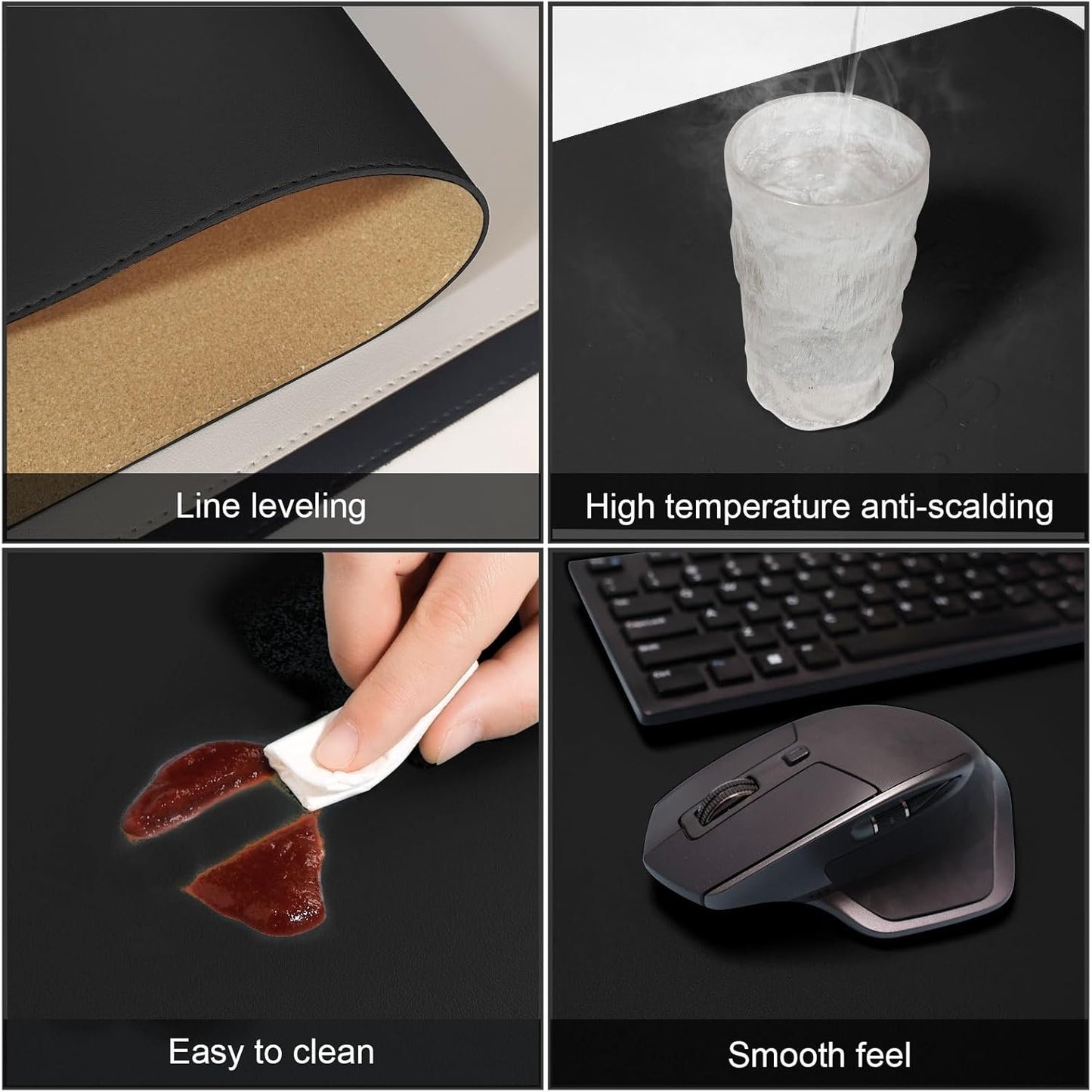 DAWNTREES Dual Sided Desk Mat,40"x16",PU Leather & Cork Desk Pad Protector,Large Mouse Pad and Keyboard Mat,Desk Writing Pad for Office and Home,with Valet Tray Organizer