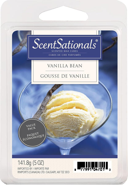 Scentsationals Scented Wax Cubes - Vanilla Bean - Fragrance Wax Melts Pack, Electric Home Warmer Tart, Wickless Candle Bar Air Freshener, Spa Aroma Decor Gift - 10oz (24-Cubes)
