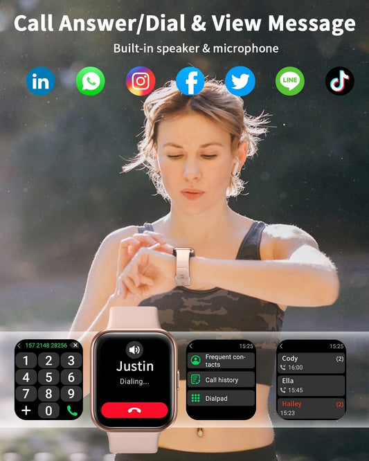 Smart Watch for Women Men Bluetooth Call, Alexa Built-in 1.8'' HD Touch Screen Fitness Tracker Watch, Heart Rate Sleep Monitor Pedometer Message Reminder IP68 Waterproof Smartwatch for Android iOS