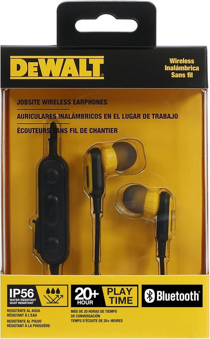 DEWALT Neckband Bluetooth Earbuds, Wireless Bluetooth 5.2 Headphones with Microphone, Ultra-Lightweight Comfort, IP56 Waterproof, Deep Bass Strong Beat, 20H Playtime, Jobsite Behind-Neck Earphones