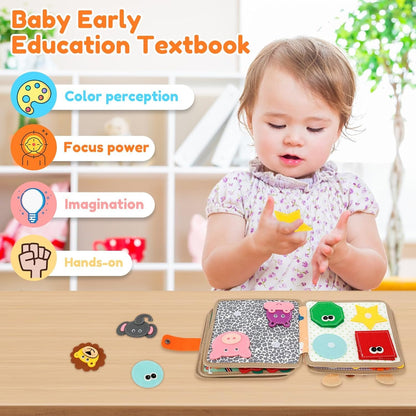 Quiet Book for Toddlers 1-3, Activity Book, Montessori Busy Board for Boys and Girls, Educational Sensory Learning Toys, Animals Sensory Books, Felt Toddler Travel Toys