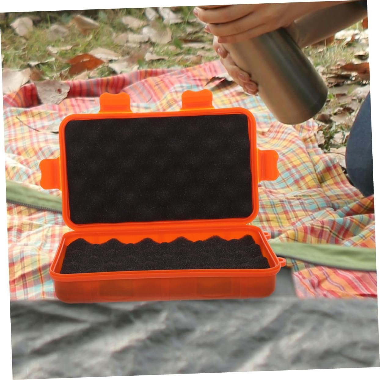 MOLUCKFU Box Survival Storage Waterproof Hard Case with Foam Outdoor Matches Tools Emergency Orange Plastic