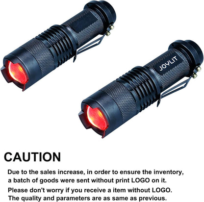 JOYLIT Red Light Mini Focus Tactical Flashlight 620nm LED Torch Lantern,Waterproof and 3 Light Modes,Powered by 14500 or AA Battery