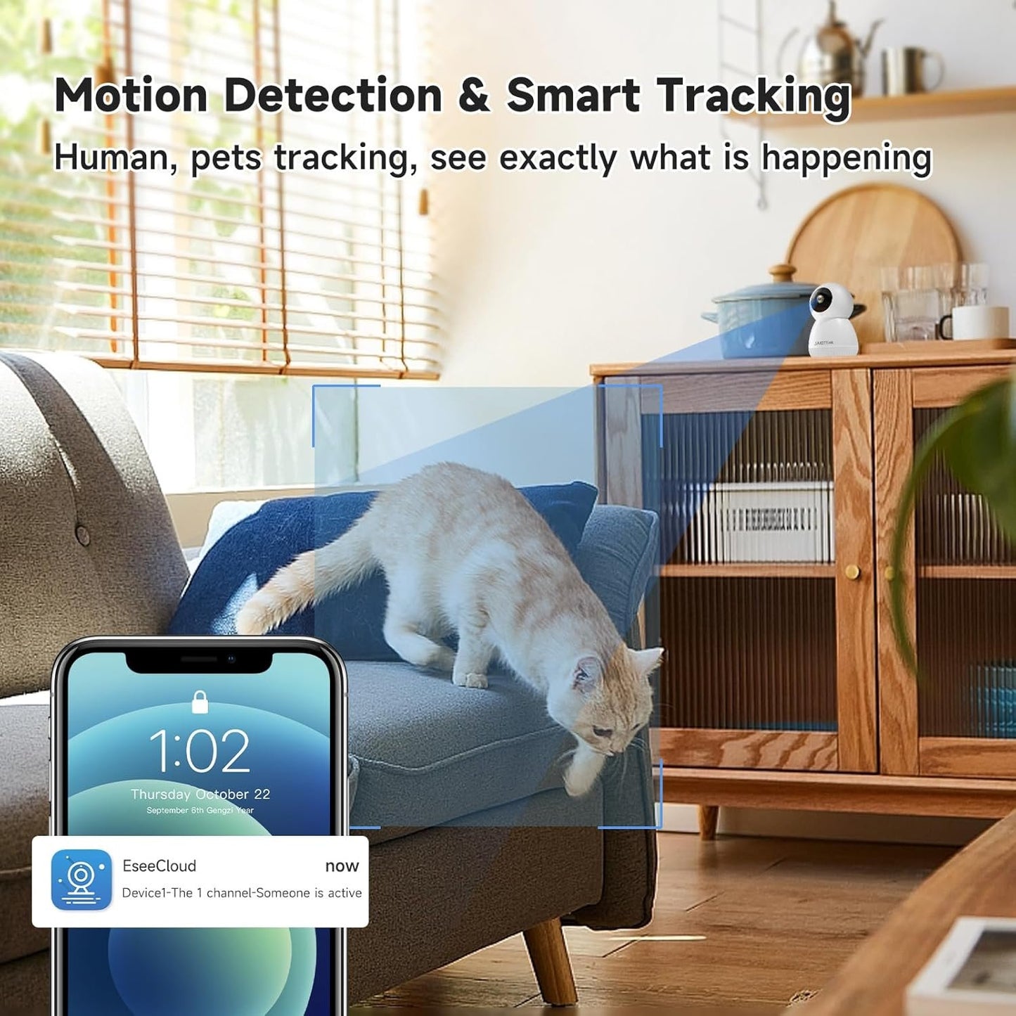 Indoor Camera, 5G & 2.4G WiFi Pet Camera with Phone APP,Security Cameras for Home with 360° Pan&Tilt,Night Vision,Motion Detection,2 Way Audio,SD or Cloud Storage,Work with Alexa, White