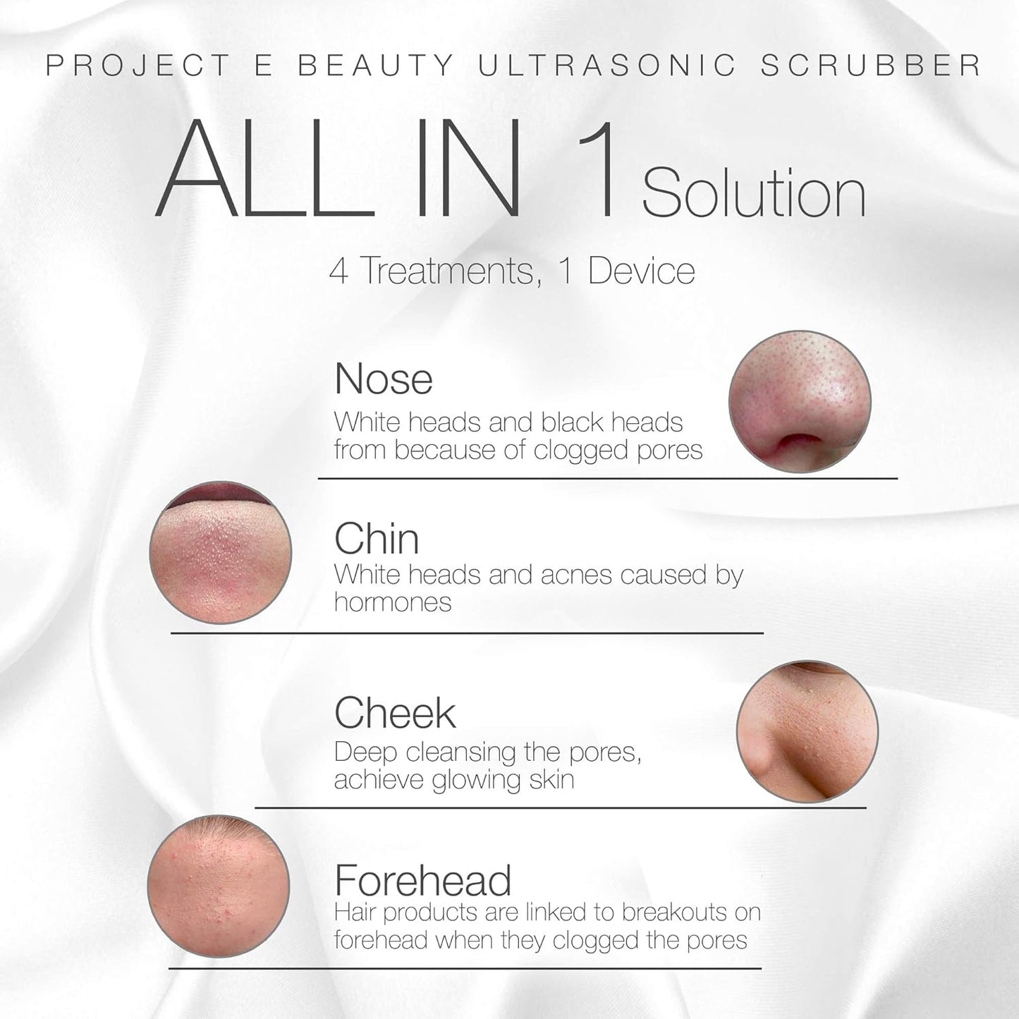Wireless Ultrasonic Skin Care Scrubber by Project E Beauty | Skin Spatula | Gentle Exfoliation | Removes Blackheads | Deep Pore Cleansing | Dead Skin Remover | Smoother Complexion