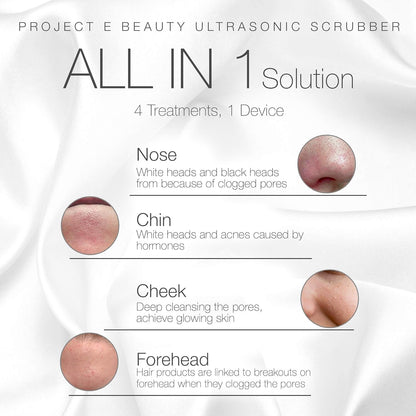 Wireless Ultrasonic Skin Care Scrubber by Project E Beauty | Skin Spatula | Gentle Exfoliation | Removes Blackheads | Deep Pore Cleansing | Dead Skin Remover | Smoother Complexion