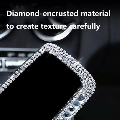 Bling Rhinestone Car Rear View Mirror, Mirror with Crystal Diamonds Rhinestones for Women,Car Interior Trim. ( Sliver )