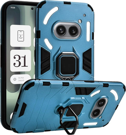 Solanaluna for Nothing Phone 2a Case, Case Dual Layer Protective Heavy Duty Armor Rugged [Military-Grade] Protective，Nothing Phone 2a Magnetic Kickstand Car Holder Phone Case (Blue)