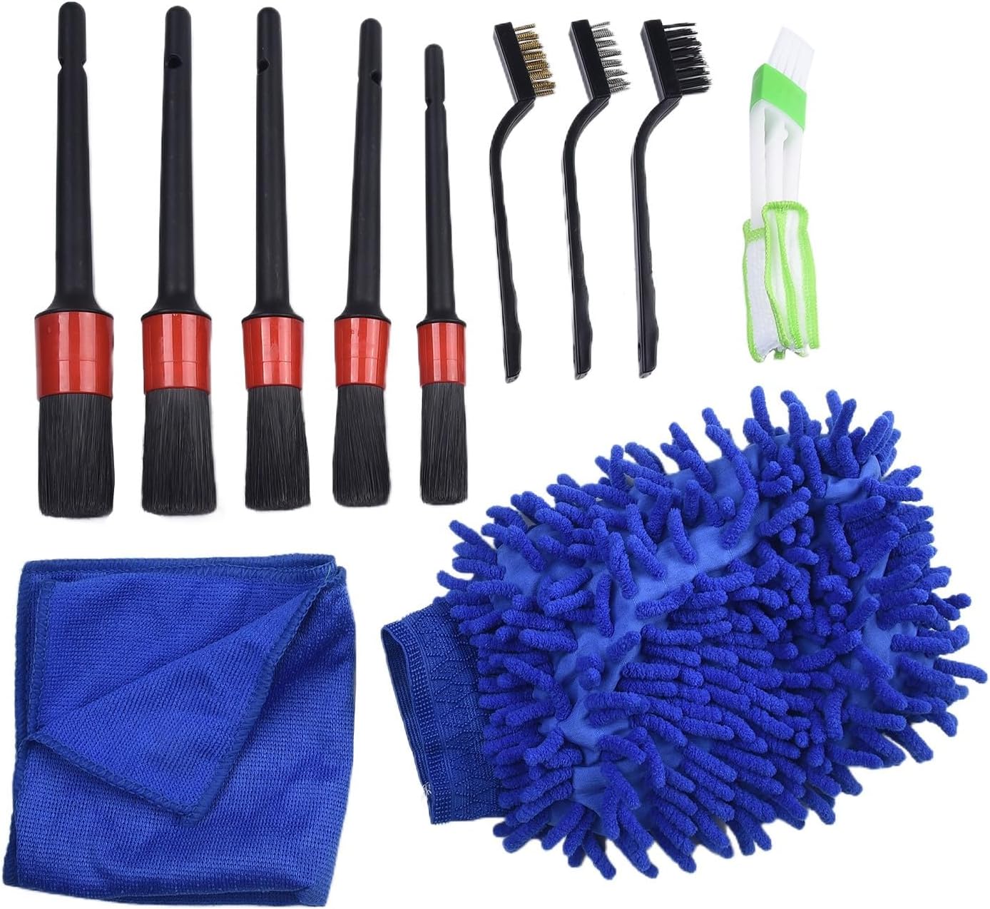 Car Cleaning Essentials - Set di 13 pennelli con guanti per una rimozione efficace della polvere