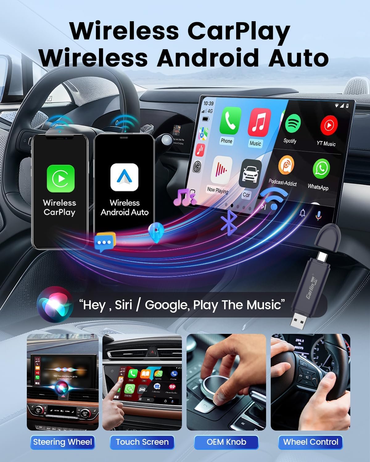 Carlinkit Mini SE Pro Wireless CarPlay Adapter/Wireless Android auto A dapter, Hige-Grade Durability, USB-C/A Universal Car Adapter for iOS/Android