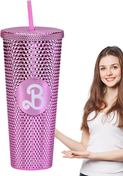 Bar-bies Cups with Lids and Straws, 800ml Bar-bies Tumbler Water Bottle, Leakproof Bar-bies Drinking Cup, Portable Beverage Container, BPA Free, for Boys, Girls, Fans & Adults (5Colors)