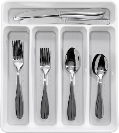 Madesmart Classic 5-Compartment Plastic Silverware Tray for Drawers, Cutlery and Utensil Tray Kitchen Drawer Organizer, White