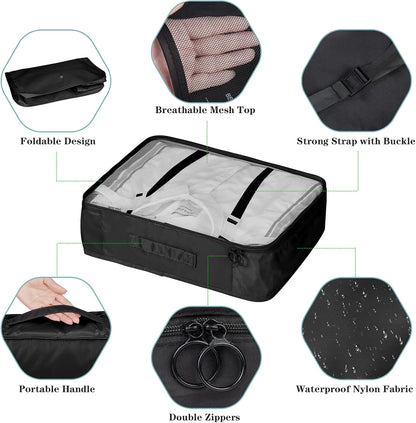TENXSNUG Travel Suitcase Organizer, 8 Pieces Travel Organizer Packing Cubes Lightweight Organizer Suitcase Cubes Travel Cube for Clothes, Shoes, Underwear, Black