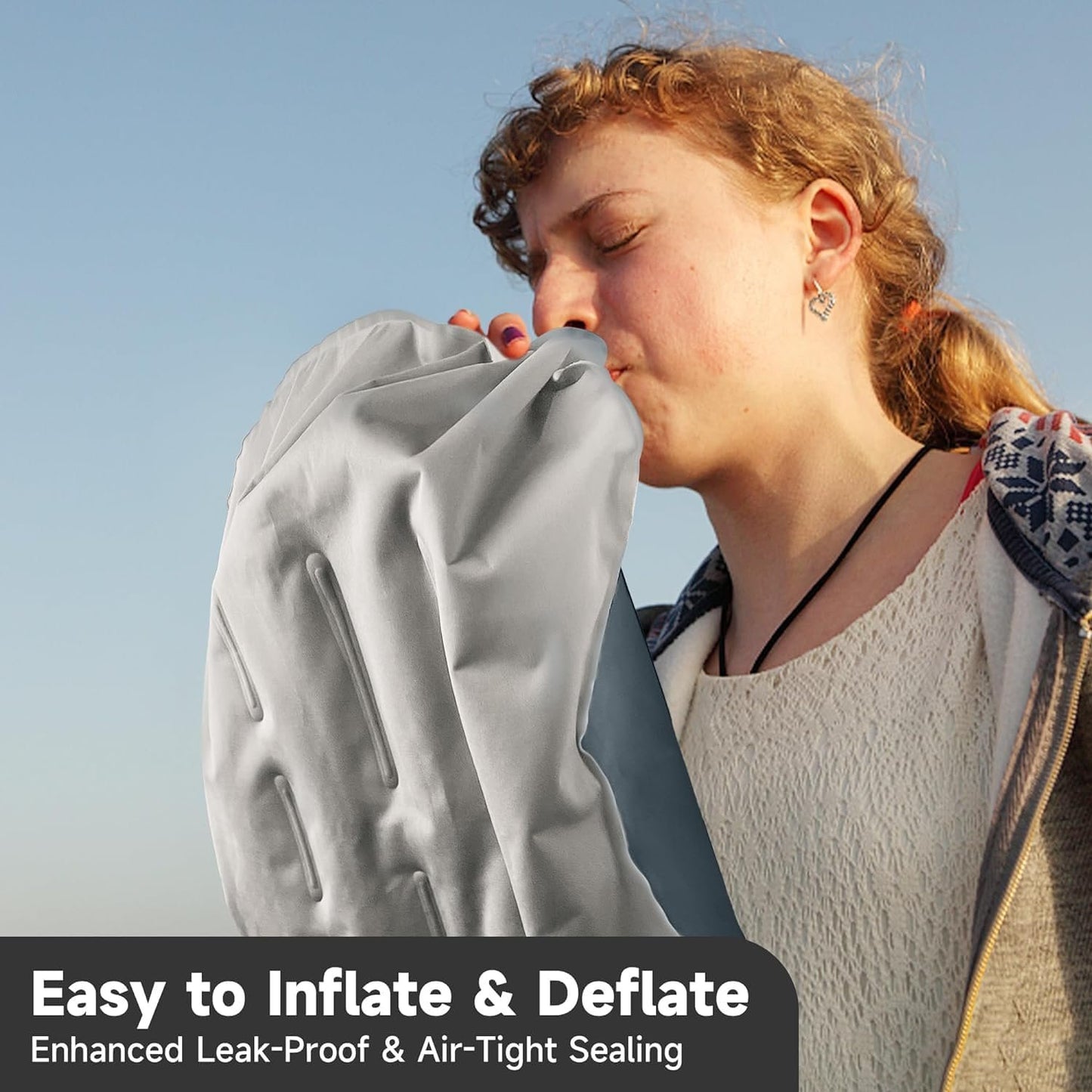 Outskirt Inflatable Camping Pillow, 2 in 1 Removal Inflatable Pillow for Backpacking Camping, Ultralight and Portable Camping Pillows for Traveling, Neck Pillows for Hiking Travel
