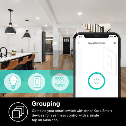 Kasa Smart Dimmer Switch 2-Gang HS220-2, Single Pole, Needs Neutral Wire, 2.4GHz Wi-Fi Light Switch Compatible with Alexa and Google Home, UL Certified, No Hub Required, White