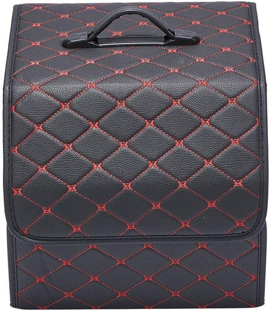 Blueshyhall Portable Car Storage Multipurpose Collapsible Car Trunk Storage Organizer with Lid for Shopping Camping Picnic Home Garage (Red line)