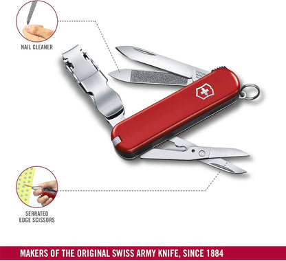 Victorinox Nail Clip 580, 8 Functions, Swiss Made Multi-Tool with Nail File, Nail Cleaner and Small Blade - Red
