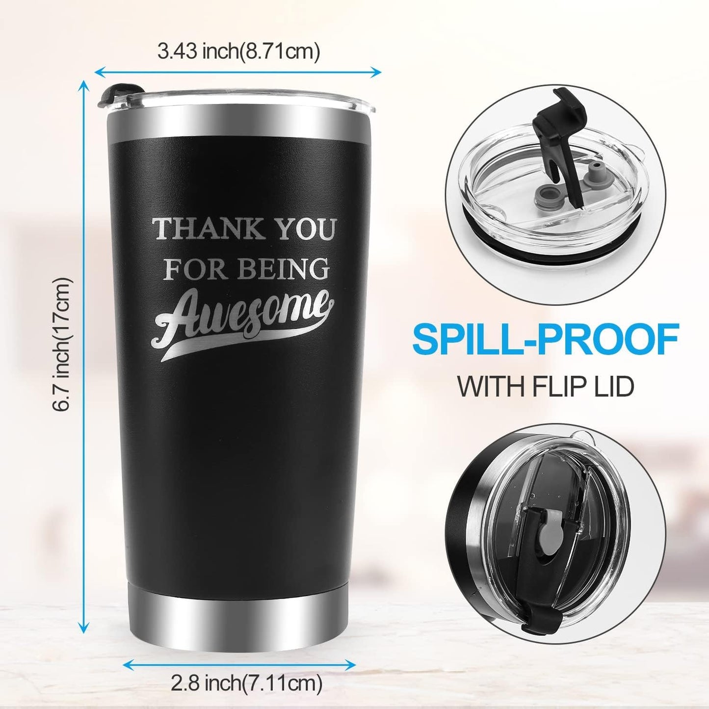 Thank You Gifts for Men,Women Thank You for Being Awesome Mug Tumbler, Appreciation Gift Teacher, Inspirational Birthday Gifts for Friends, Men, Dad, Husband, Coworker-Stainless Steel Tumbler 20 Oz