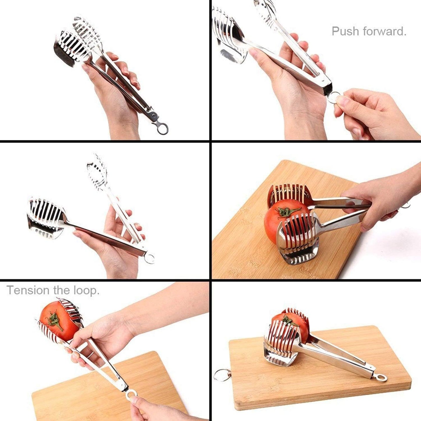 Best Utensils Tomato Slicer Lemon Cutter Multipurpose Handheld Round Fruit Tongs Stainless Steel Onion Holder Easy Slicing Kiwi Fruits & Vegetable Tools Kitchen Cutting Aid Gadgets Tool