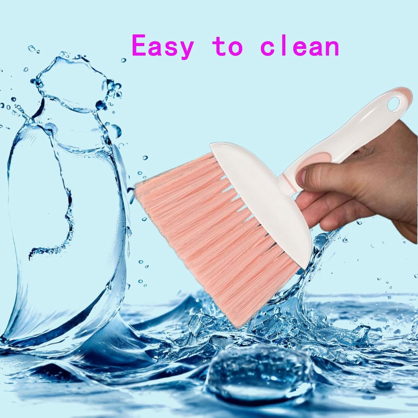 Mini Broom and Dustpan Set - Compact Desk and Cleaning Kit, Small Whisk Broom for Office, Kitchen, Home - Lightweight Pink Dustpan - Essential Daily Cleaning Tool