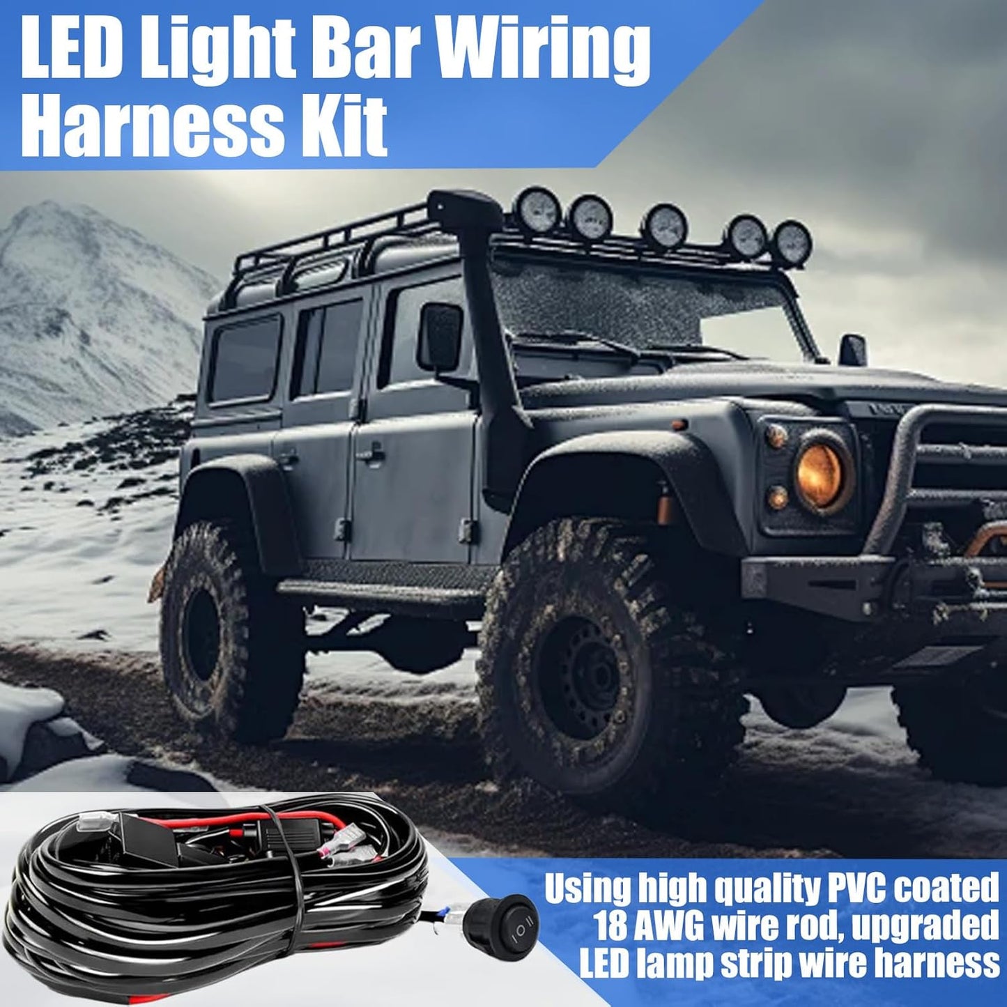 Light Wiring Kit, Harness Relay Fuse Durabled Lead Wire, Fog Light Electrical Gear for Easy Installation, Compatible with Work Lights Vehicle Lighting Accessories