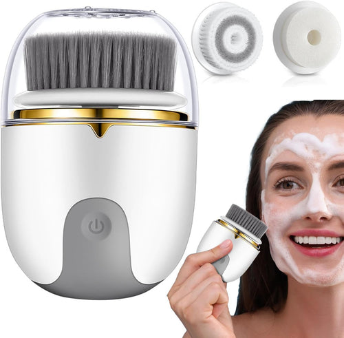 Facial Cleansing Brush, Waterproof Face Scrubber, USB Charging Brush, Deep Cleaning Scrubber, Spin Brush for Face, 3 Brush Heads Cleansing, Travel Facial Cleanser, Home Skincare Device