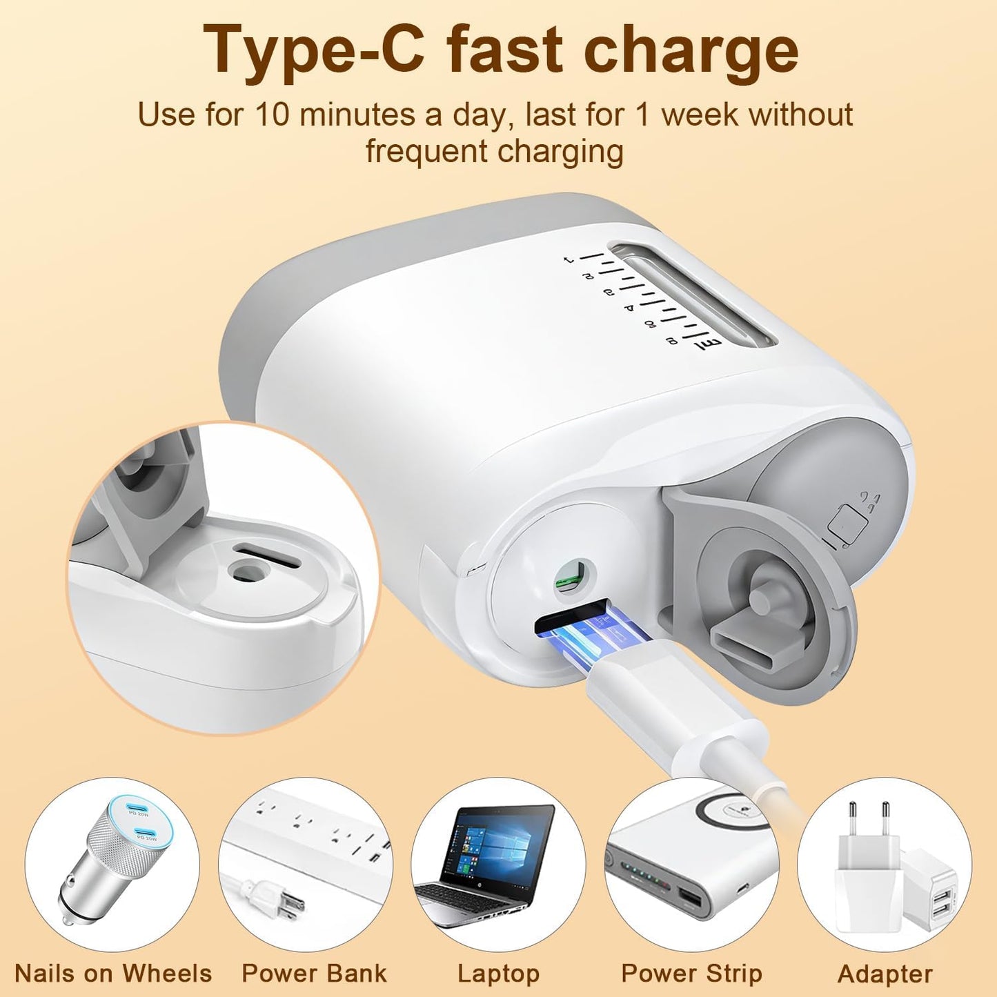 Electric Hair Brush & Scalp Massager with Oil Dispenser, Mess-Free Applicator for Nourishing Scalp and Hair Care, Rechargeable with USB Cable, Travel-Friendly, White