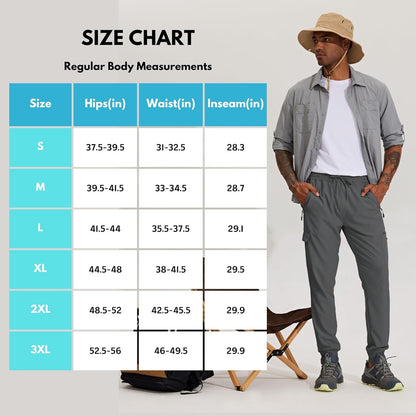 WILLIT Men's Hiking Cargo Travel Pants Lightweight Quick Dry Running Joggers Athletic Outdoor Pants with Zipper Pockets