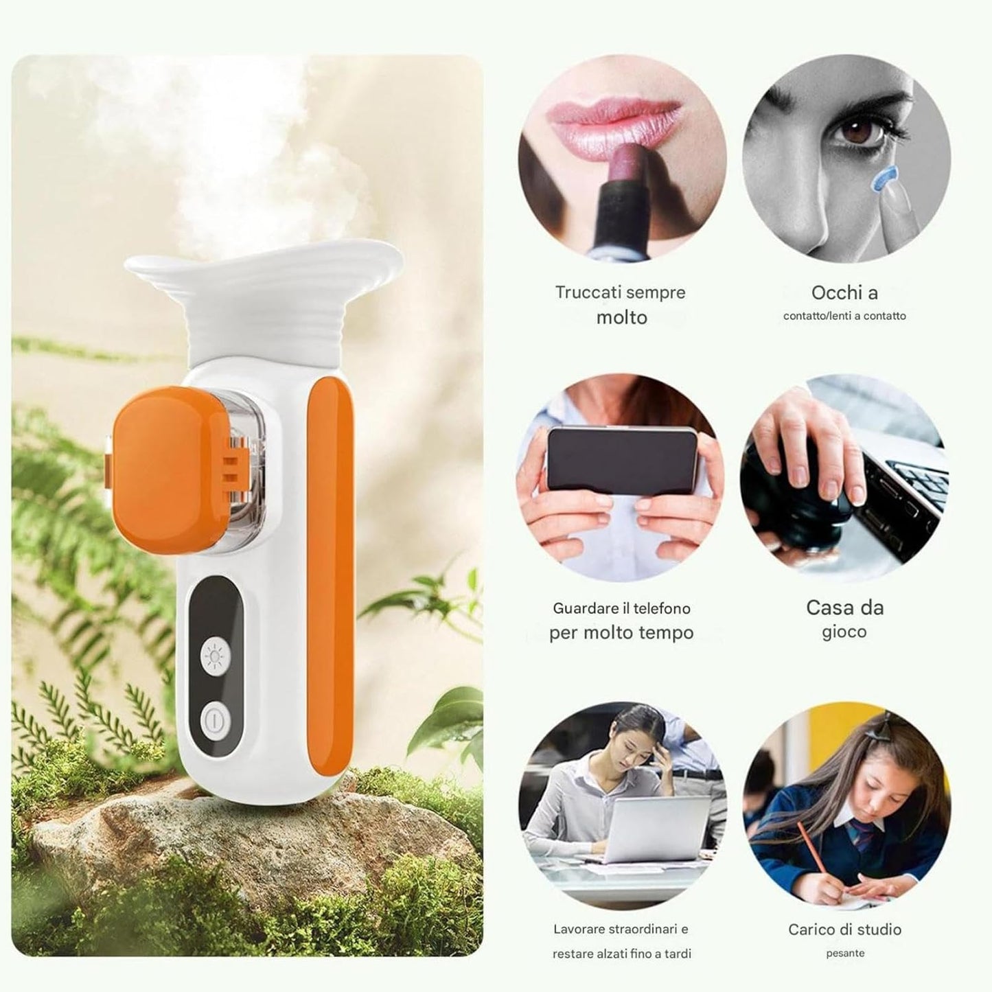 Eye Mist Sprayer, Portable Face Mister with Warm Compress, Handy Rechargeable Eye Steamer, Deep Hydration Skin-care Tool, Moisturizing Facial Sprayer, for Home & Travel