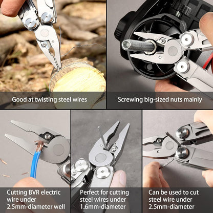Fathers Day Dad Gift Idea,16-in-1 EDC Multi Tool with Pocket Knife, Foldable Utility Knife Multitool with Safety Locking, Needle Nose Pliers and Wire Stripper Tools, Gifts for Dad, Fishing, Camping
