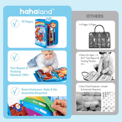 hahaland Busy Book for Toddlers 1-3 - Noah's Ark Montessori Toddler Busy Board - Quiet Book Educational Toddler Toys for 1 2 3 Year Old Boy Girls Gifts, Early Learning, Self-Exploration Travel Toys