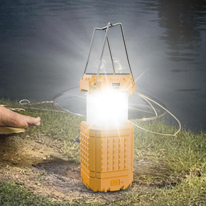 Solar Camping Light, Bright Solar-Powered Lantern, Rechargeable 3000mAh Waterproof Portable Lamp, Travel Backpacking Hiking Fishing Survival Gear, Size 3.15x3.15x5.12 inches
