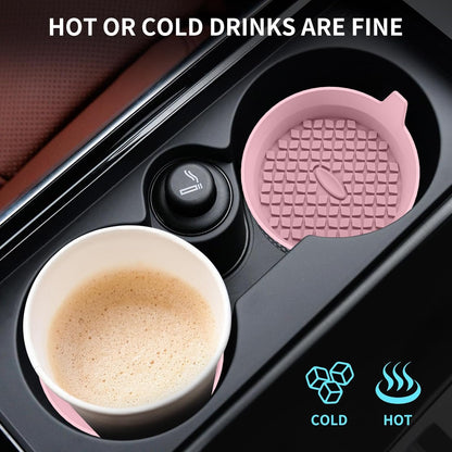 ME.FAN Car Coasters [4 Pack] Silicone Car Cup Coasters/Cup Mats - Universal Non-Slip Recessed Car Interior Accessories - Car Cup Holder Insert Coasters Dusty Rose