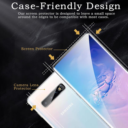 Screen Protector for Samsung Galaxy S10, 3D Tempered Glass Film, Ultra HD 9H Hardness Case Friendly Anti Scratch Bubble Free Ultra Resistant Oil-Resistant Shatter Protection, 2-Pack