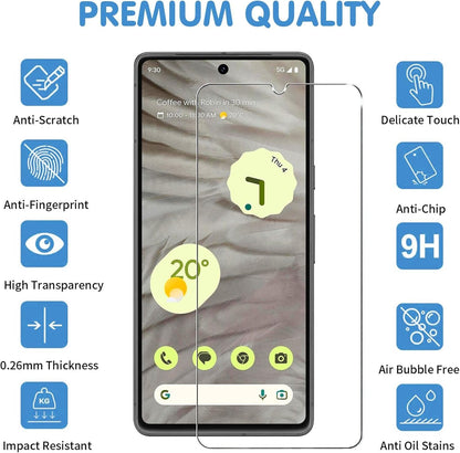 [3+3 Pack] Glass Screen Protector for Google Pixel 7a, 9H Tempered Glass, Ultrasonic Fingerprint Compatible, HD Clear Case Friendly for Google Pixel 7a 5G Glass Screen Protector