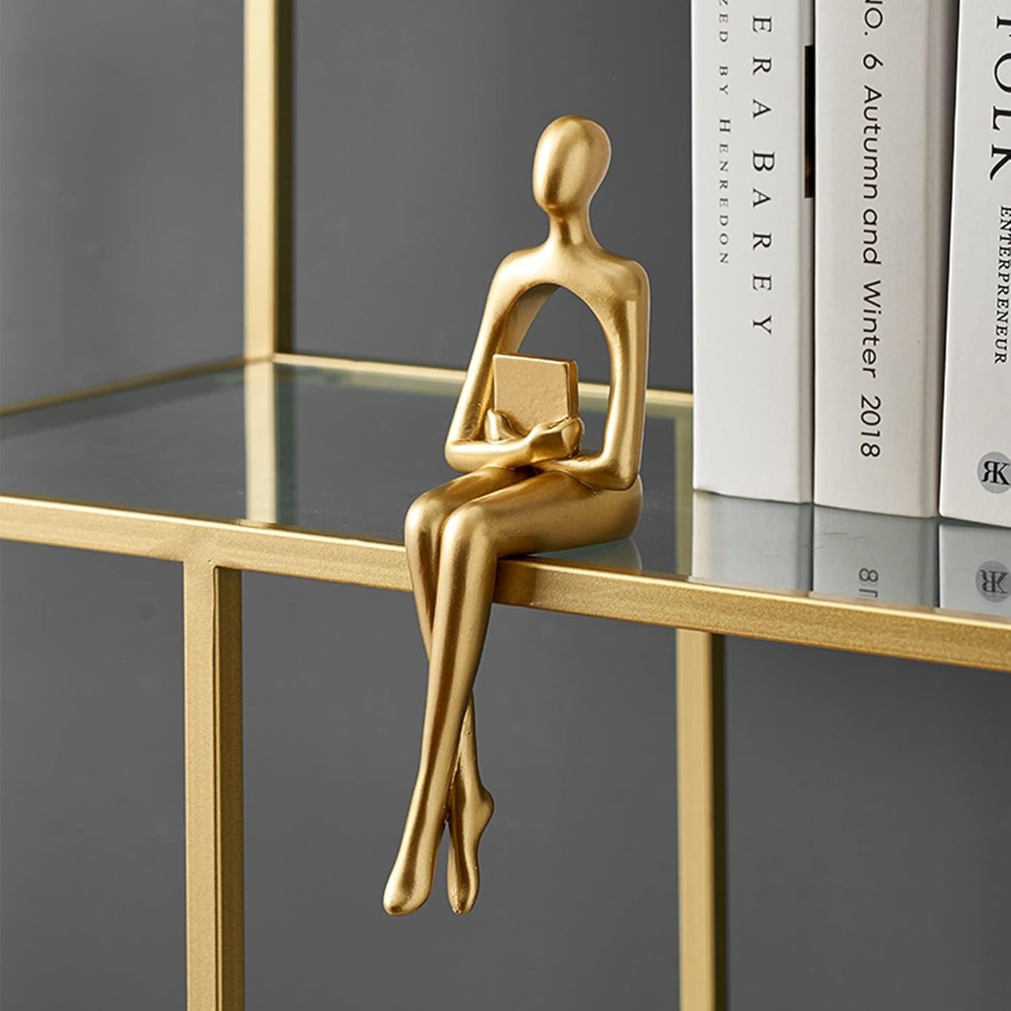 XINXUAN Gold Statue Home Decorations for Living Room,Shelf Decor Modern Bookshelf Decor Figurines Desk Sculpture Table Decor 3 Piece