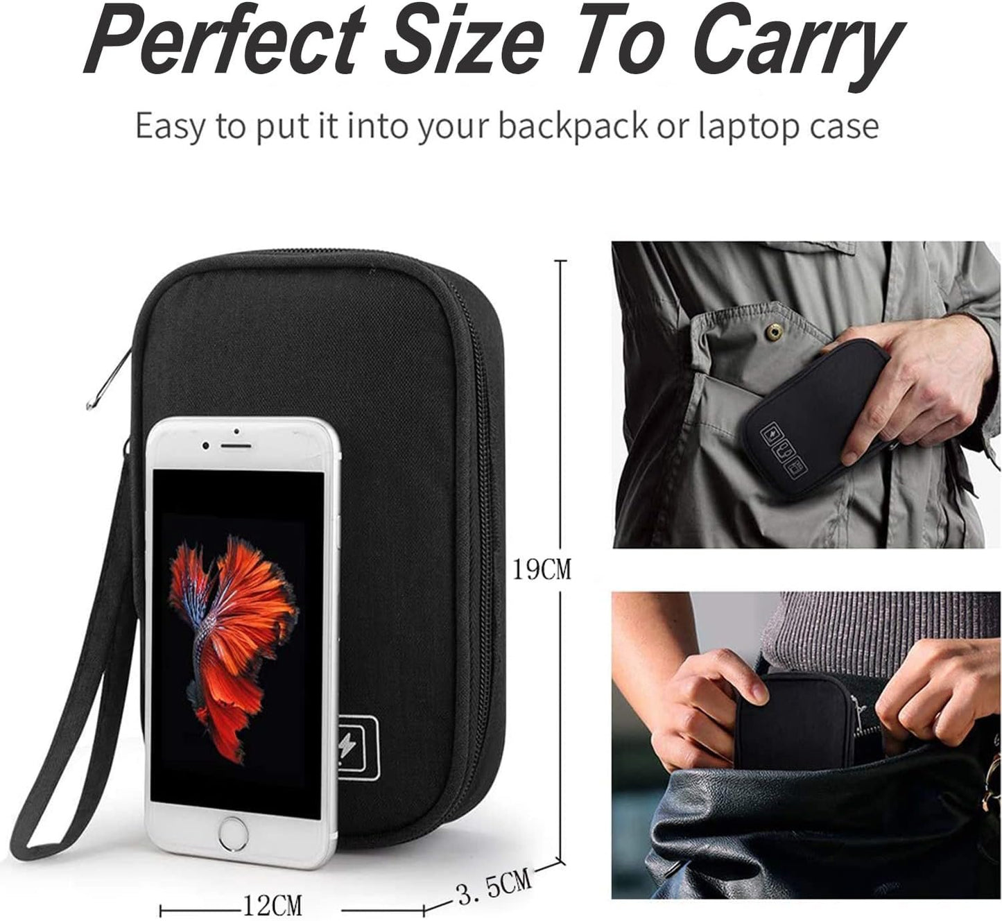 Electronic Accessories Bag, Travel Accessories Gadget Storage Bag Universal Travel Bag for Small Electronics and Cables, Adapter, Battery and More,Power Bank, Mouse,iPad, Phone (Black)