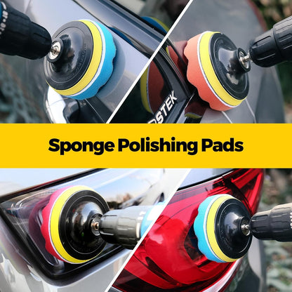 Holikme 30Pack Drill Brush Attachments Set,Scrub Pads & Sponge, Power Scrubber Brush with Extend Long Attachment All Purpose Clean for Grout, Tiles, Sinks, Car Polishing Pads