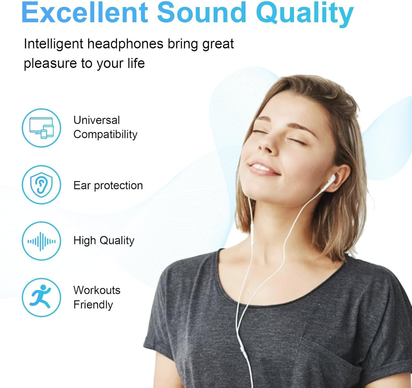 Wired Earbuds 4 Pack, Earbuds HiFi Stereo Wired Earphones Headphones with Microphone Volume Control Compatible with iPad, Laptop, MP3, Android Smartphones, Fits All 3.5mm Jack Device