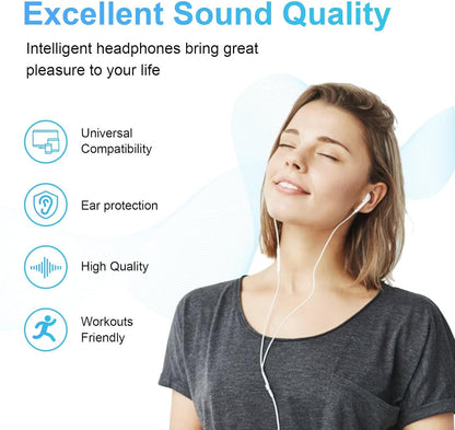 Wired Earbuds 4 Pack, Earbuds HiFi Stereo Wired Earphones Headphones with Microphone Volume Control Compatible with iPad, Laptop, MP3, Android Smartphones, Fits All 3.5mm Jack Device