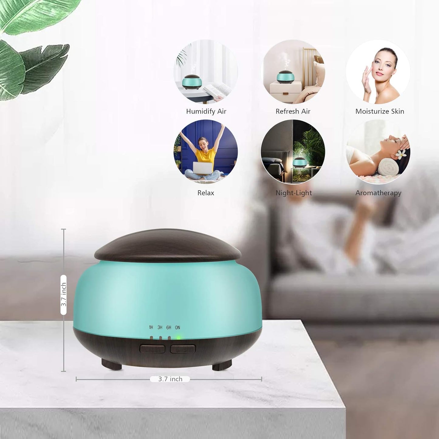 Essential Oil Diffuser, Daroma Aromatherapy Diffuser with Remote Control,300ml Aroma Ultrasonic Nebulizing Cool Mist Humidifier,7 Color Mood Lights & Waterless Auto-Off for Home Office Gift,Dark Wood