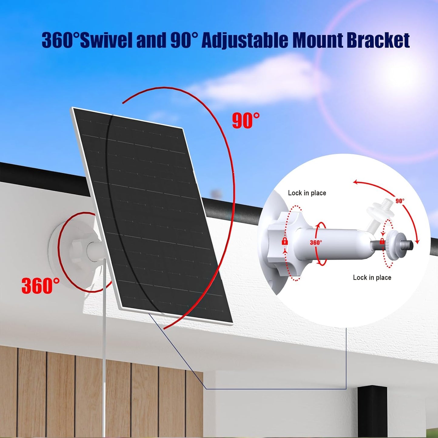 VUEBEE 7W USB C Solar Panel for Security Camera, Solar Charger Compatible with Eufycam 2C/2C Pro/2/2 Pro/E20/E40/E, with Micro USB Connector (2 Pack)