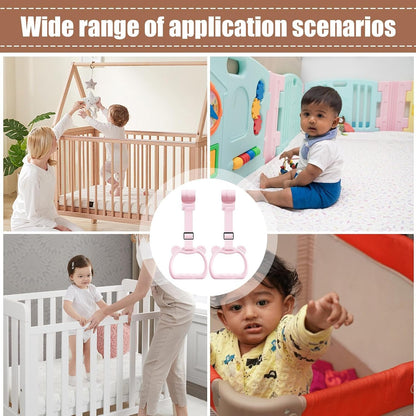 Baby Pull Up Rings, 2 Pieces Cot Hangable Rings, 5.91x3.94 inches Training Tool Accessories Toy Strap Walking Practice, Exercise for Boys, Daycare, Yard Play, Sturdy Safety Design